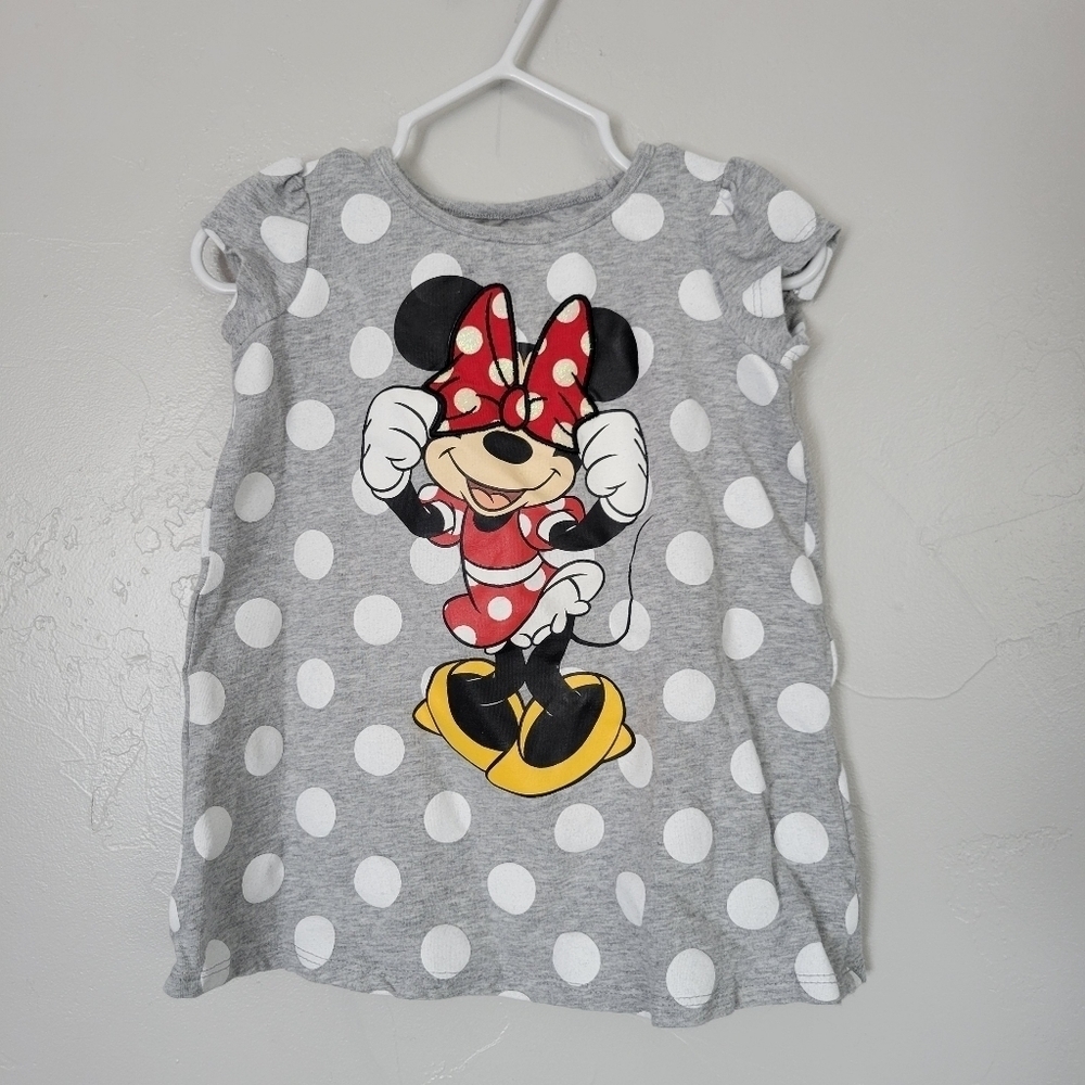Walt Disney World Baby Girl 18 Months Grey Short Sleeve Shirt Minnie Mouse Dots